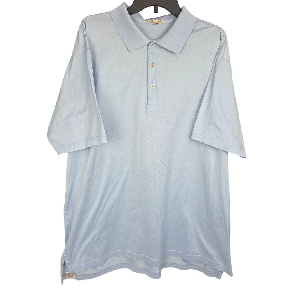Peter Millar Mens Polo Shirt Light Blue XXL Short‎ Sleeve 100% Cotton Casual